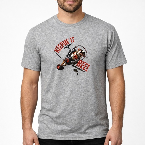Gildan Other - Gildan Keepin It Reel Fishing Reel Graphic T Shirt‎ Men's Medium Grey Cotton